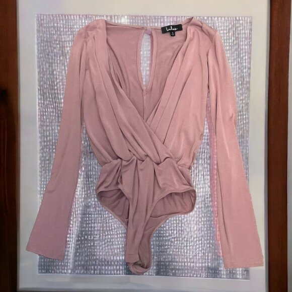 Lulu's Blush Modal Long Sleeve Crossover V‎ Neck Bodysuit Small - Picture 1 of 8
